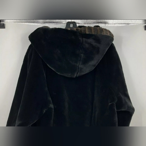 Gallery Designer Woman Faux Fur Women's Coat Hood Black/Brown Unknown Size - Picture 5 of 10